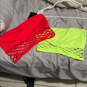 PINK VS cropped fishnet bralattes